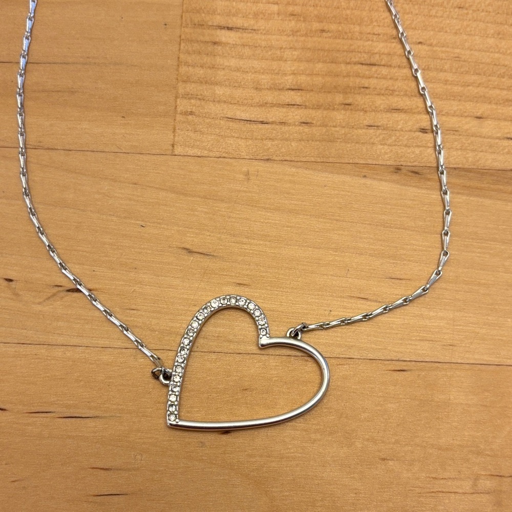 Lucky Brand Women's Pave Open Heart Pendant Necklace